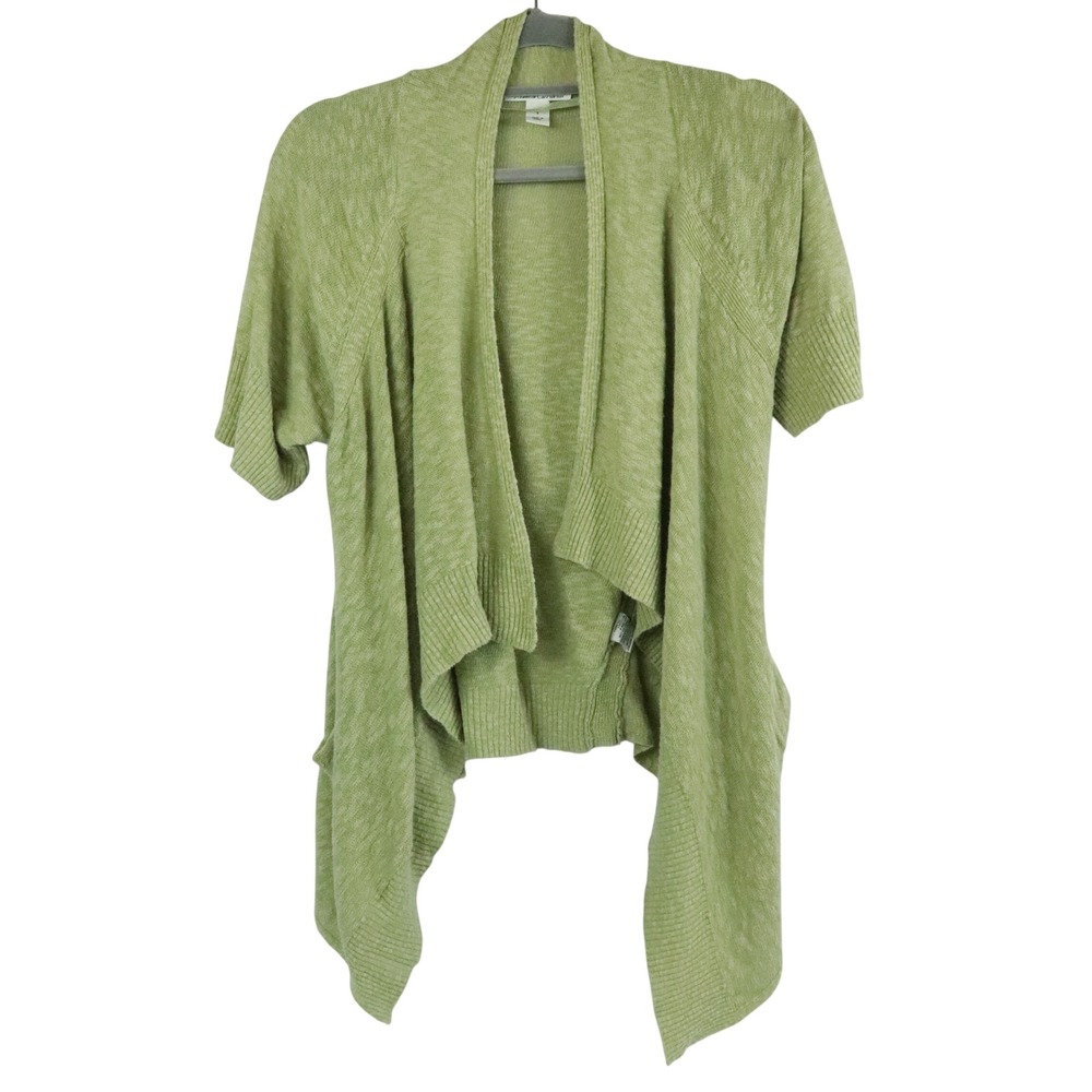 Kenneth Cole New York Green Cardigan Linen Cotton Blend Open Front Size Small